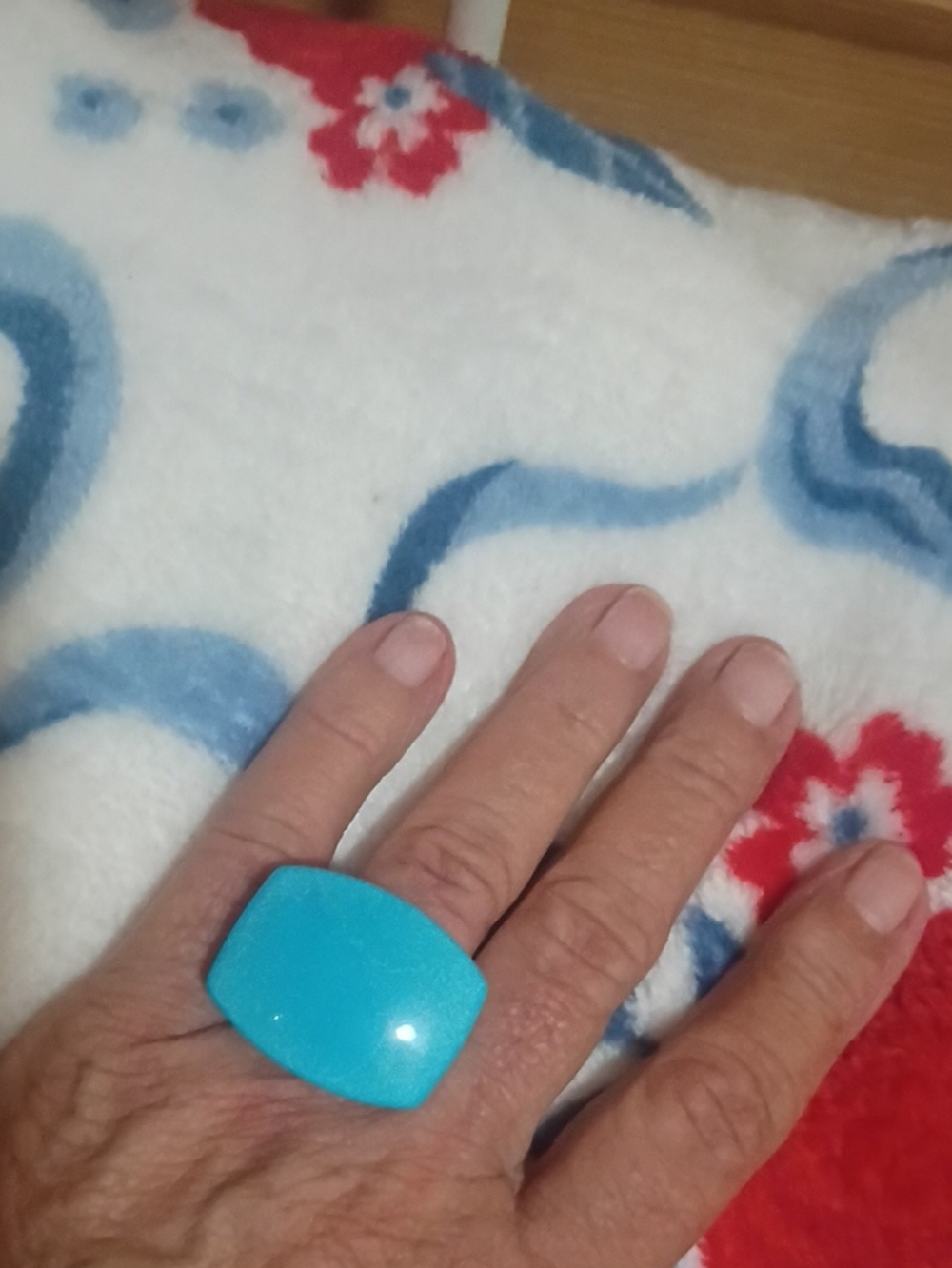 .925 Turquoise Ring Lg Stone Sz 8-9